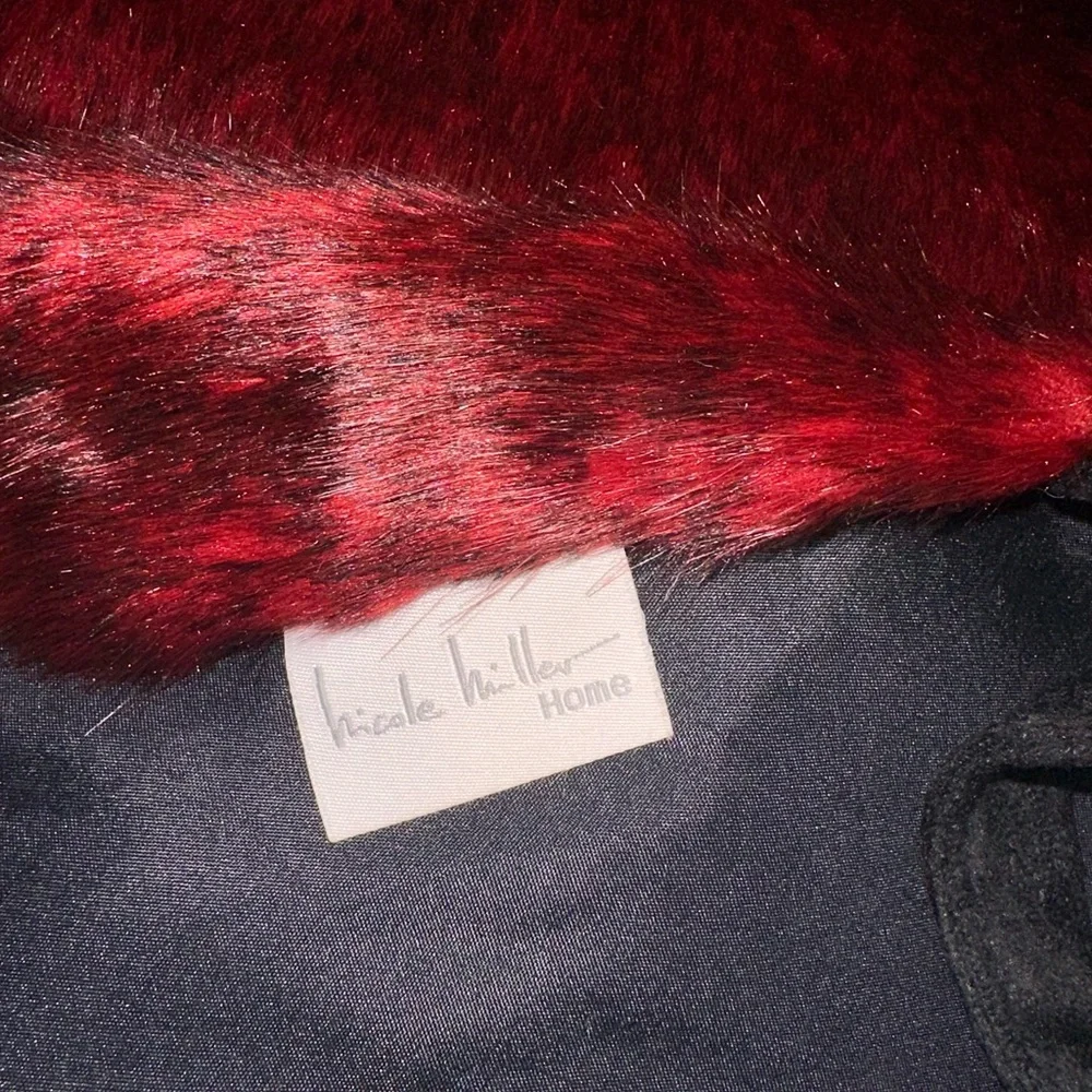 Nicole Miller Burgundy Faux Fur Cover